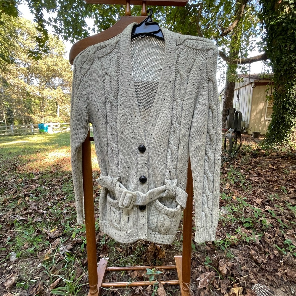 1940’s Belted Cable Cardigan Sweater  Sold